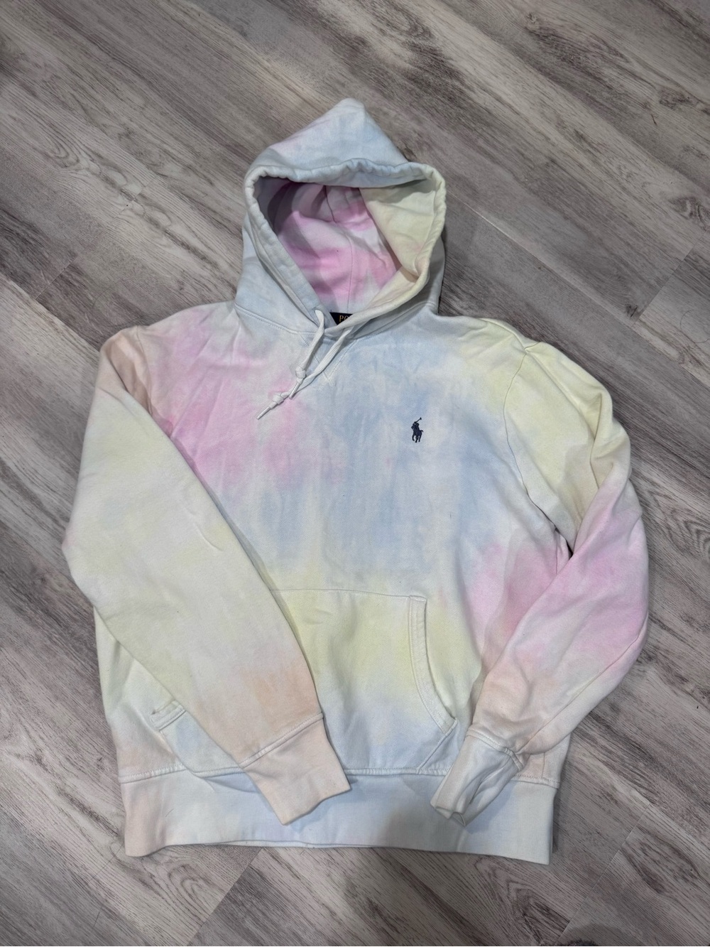 Ralph Lauren Pastel Tie-Dye Pullover Hoodie - Blue, Pink, Yellow, Cream
